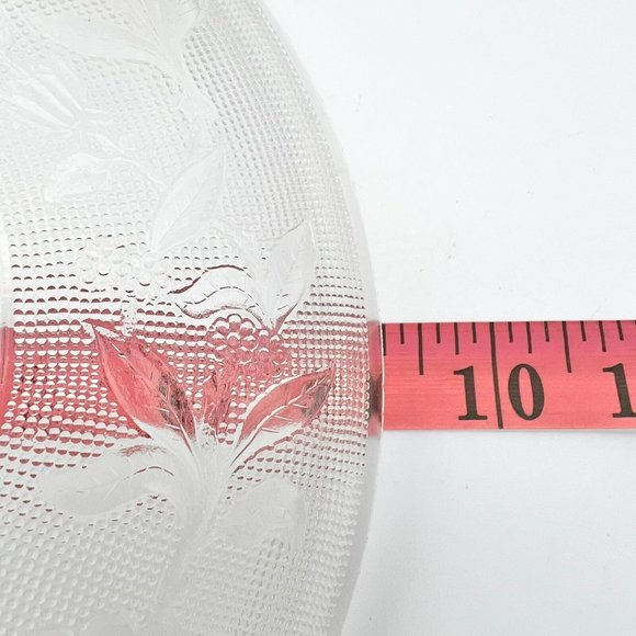 Serving Dish 9 inch Clear Glass Etched Flowers 2 Handles - Picture 7 of 7